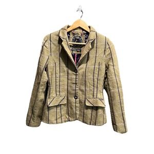 Rydale Country Clothing Brown Striped Lucinda Jacket Women's Wool Blazer Size 12